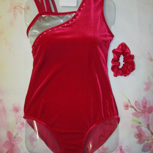 Leotard New Size AL Balera Large Women's Gymnastics Dance Costume Red Velvet LA - Picture 5 of 5